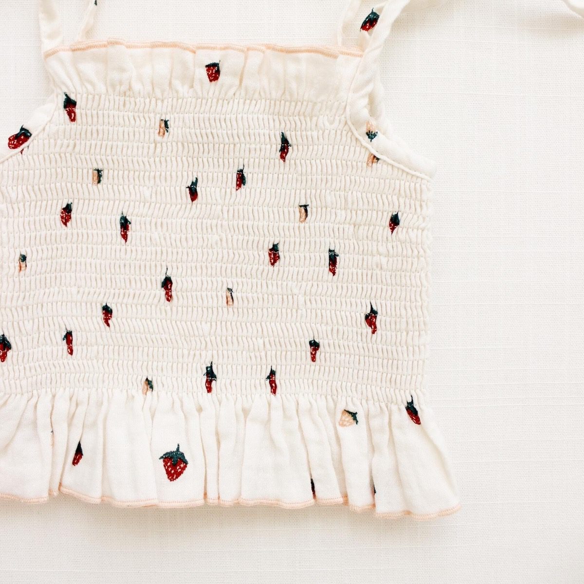Smocked Crop Blouse Strawberries