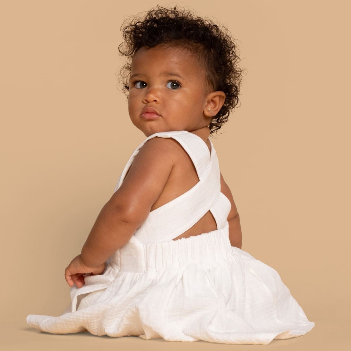 Girl Pinafore Gauze Dress | Off-White