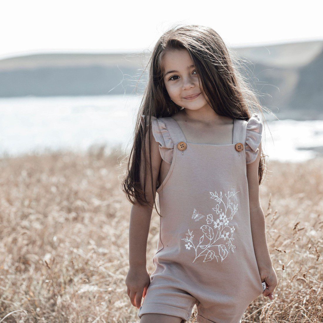 Floral Embroidered Overalls