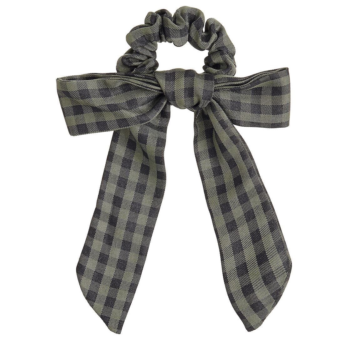 Forest Green Gingham Bow Scrunchie