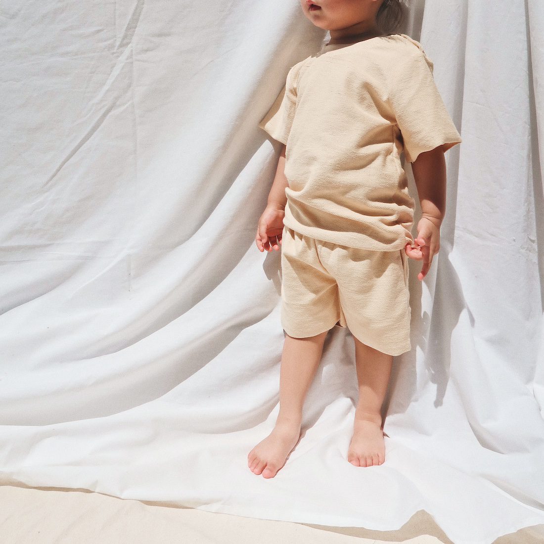 French Terry Longline Tee & Shorts | Sand