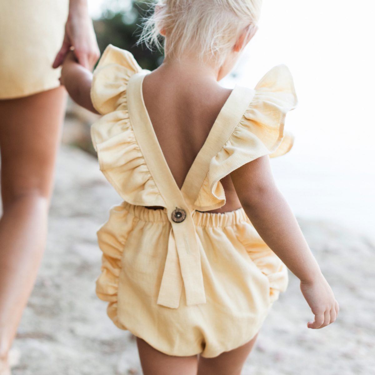 Frilled Lillie Romper | Peach