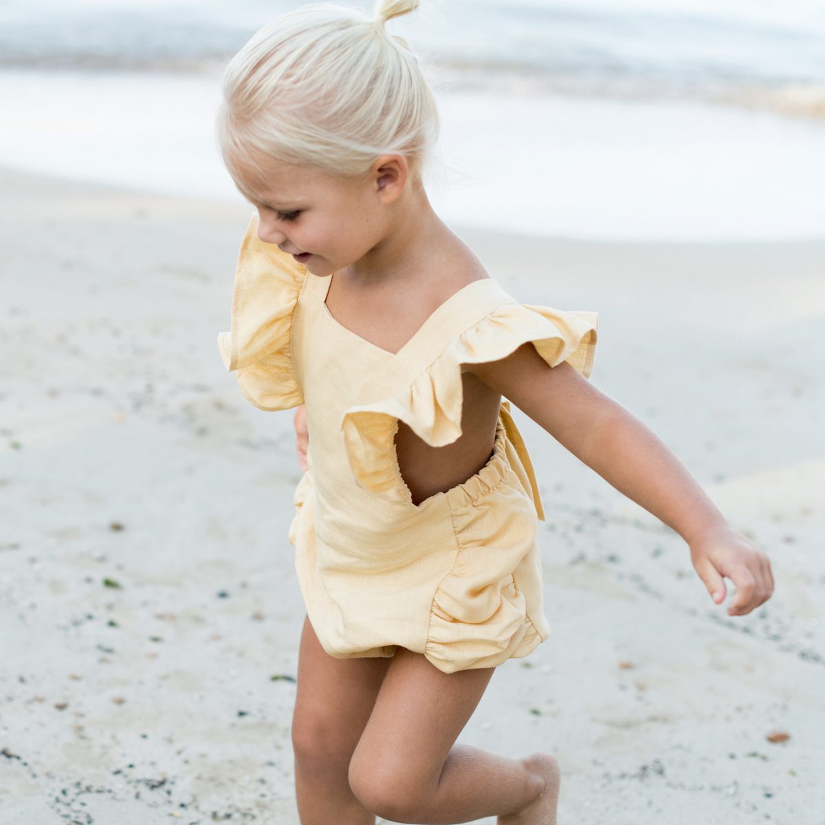 Frilled Lillie Romper | Peach