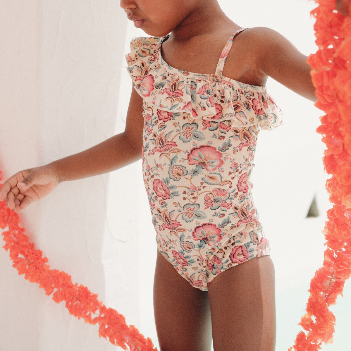 Audrey Bathing Suit | Cream Indian Flowers