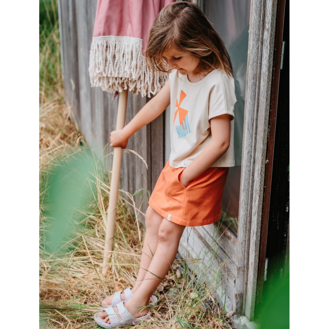 Cassie Mini Skirt Twill | Orange