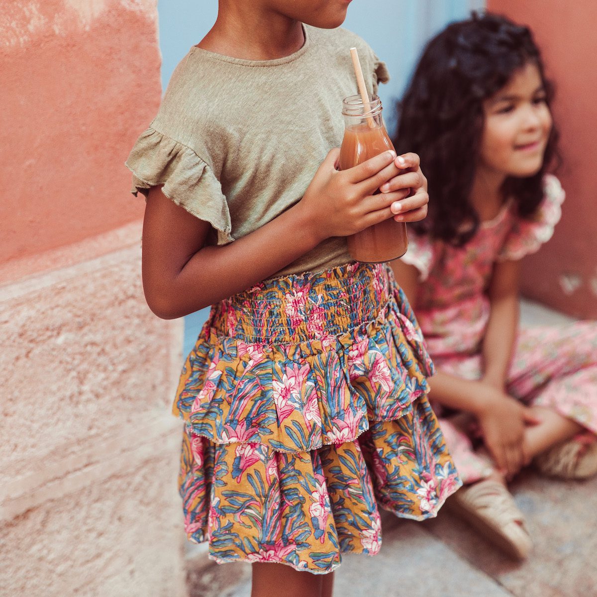 Khaki Hermance Tee & Honey Flower Roumia Skirt