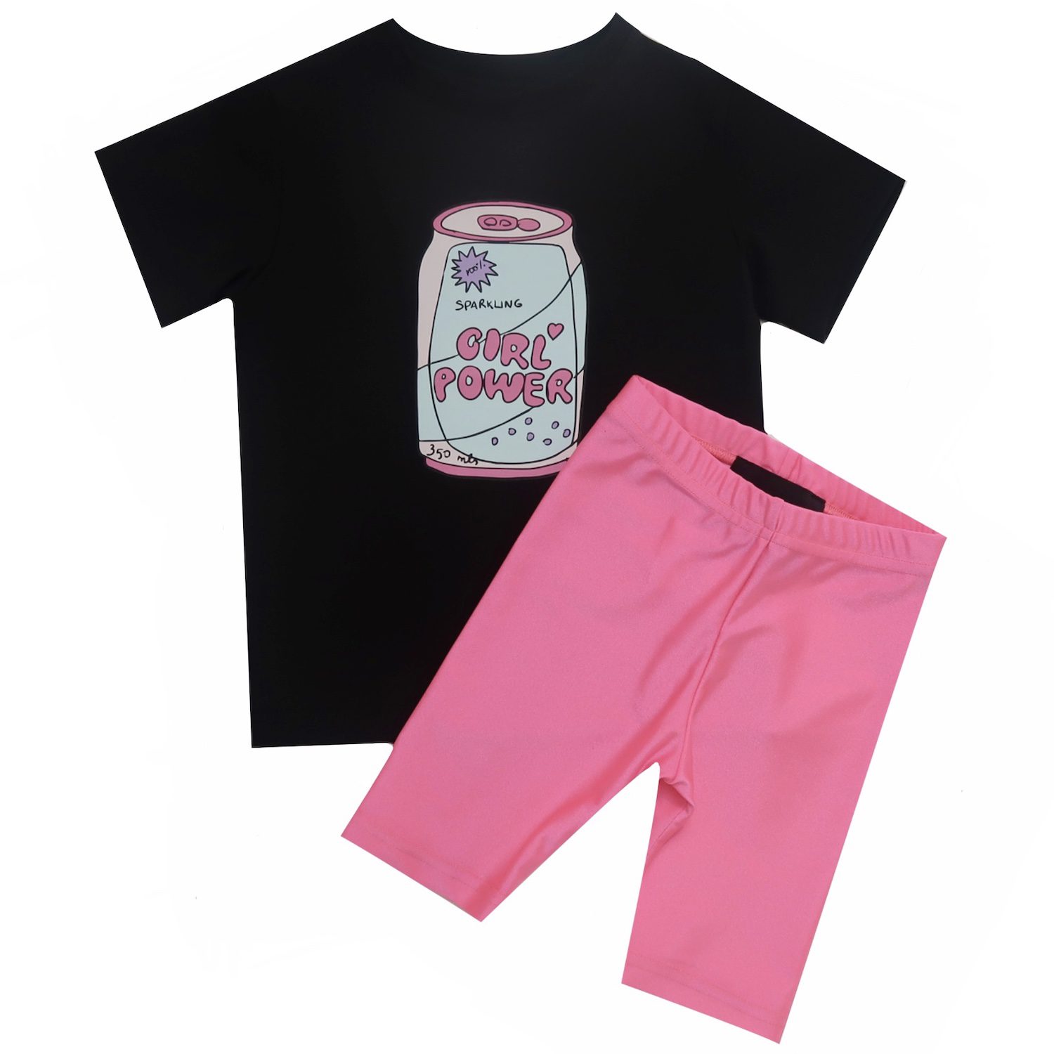 Girl Power Oversized Tee & Biker Shorts Set