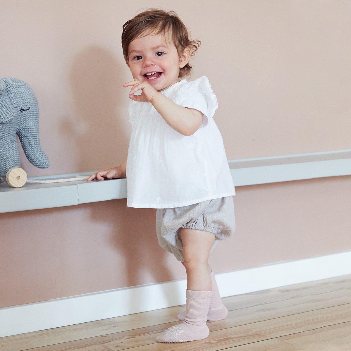 Bamboo Non-Slip Socks | Soft Pink