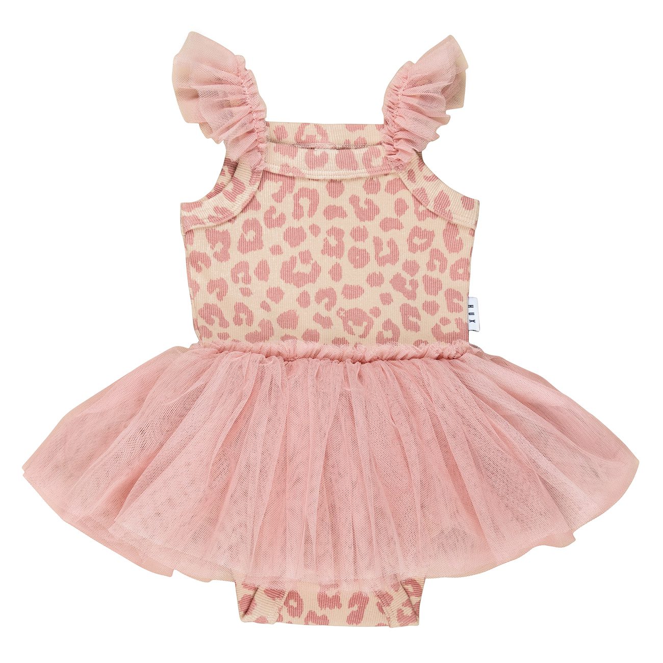 Peach Hux Frill Rib Ballet Onesie