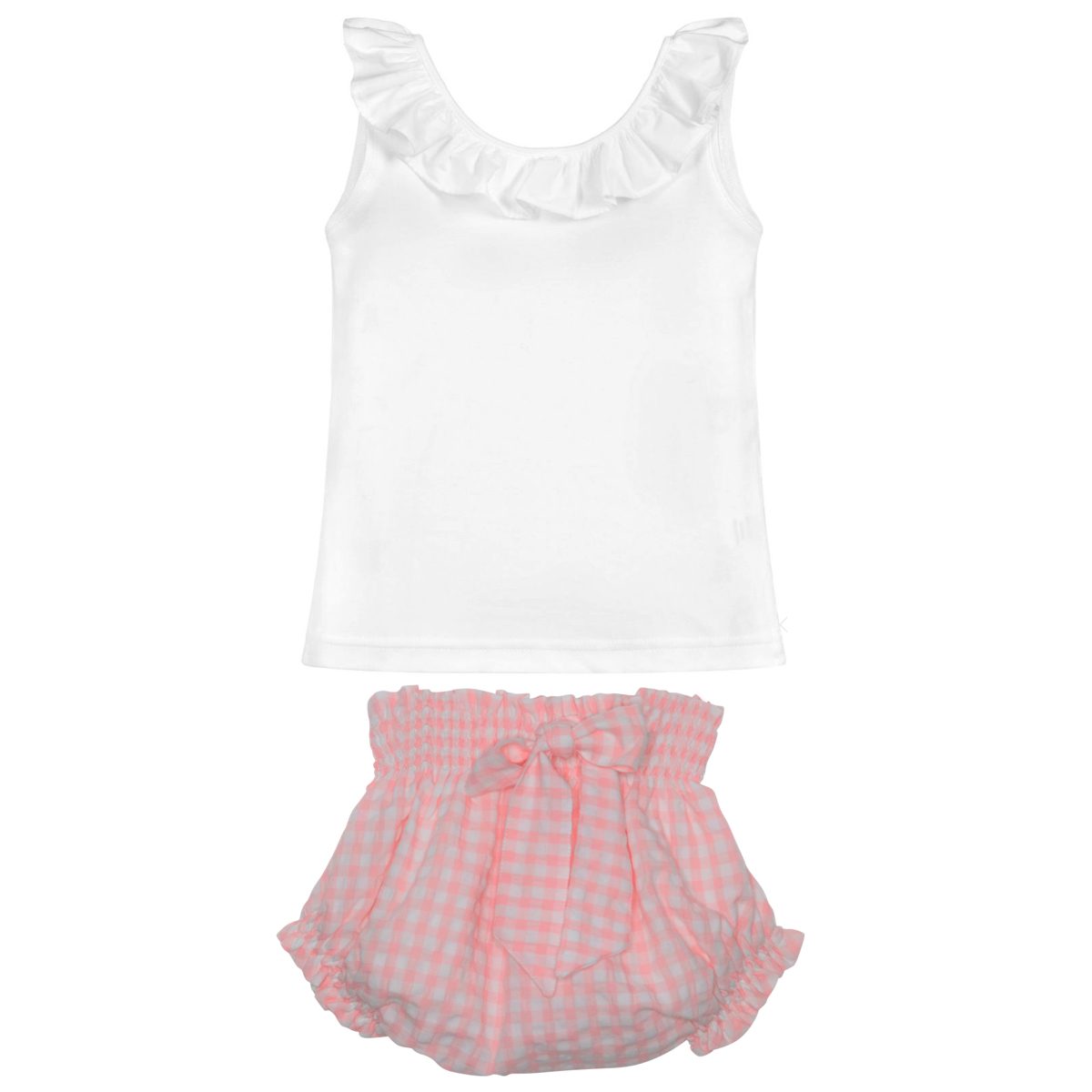 Hearts White Tank & Pink Vichy Bloomer