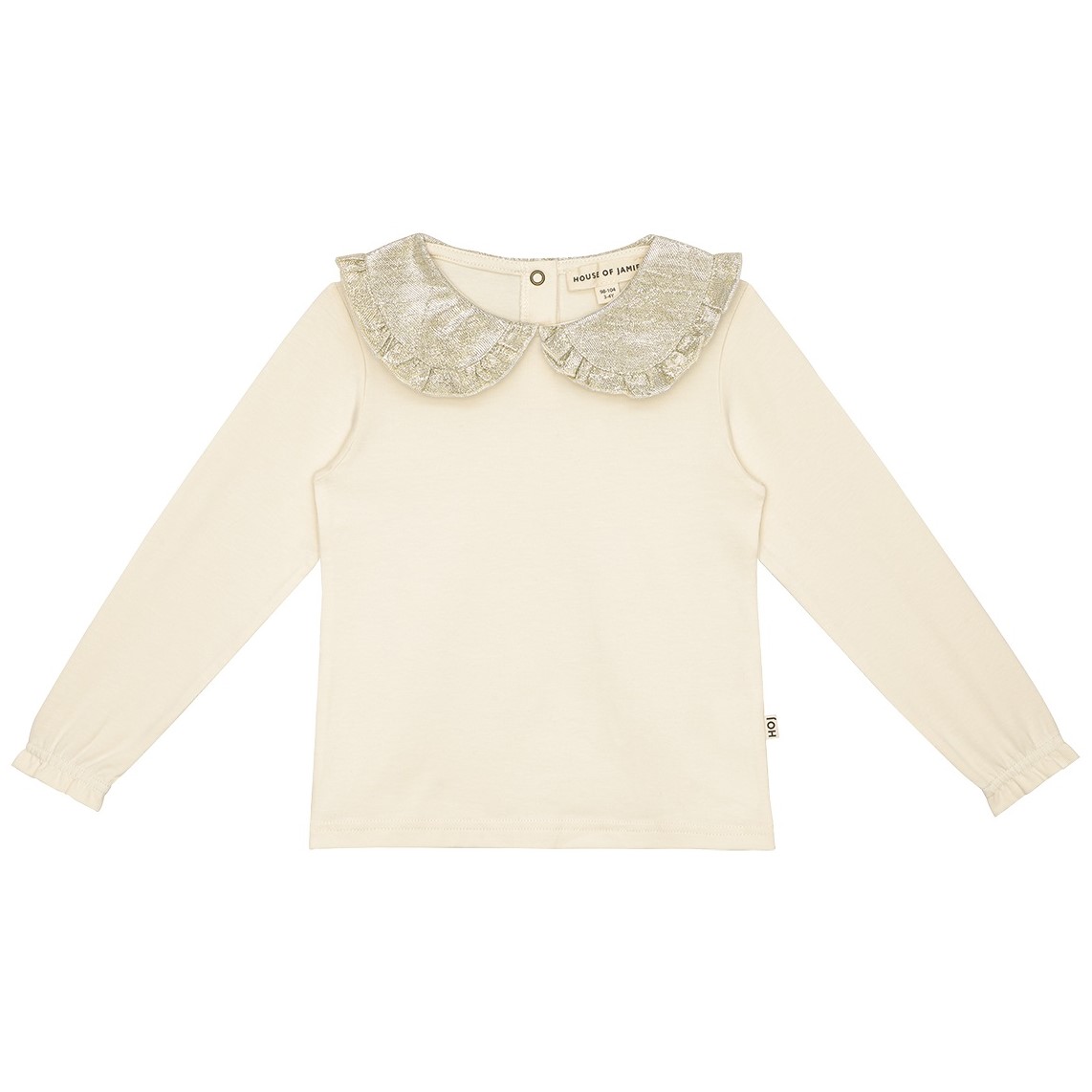 Collar Tee | Cream & Shimmer Gold