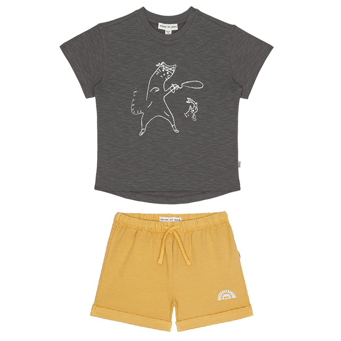 Oversized Tee & Bermuda | Granite/Sunset Gold