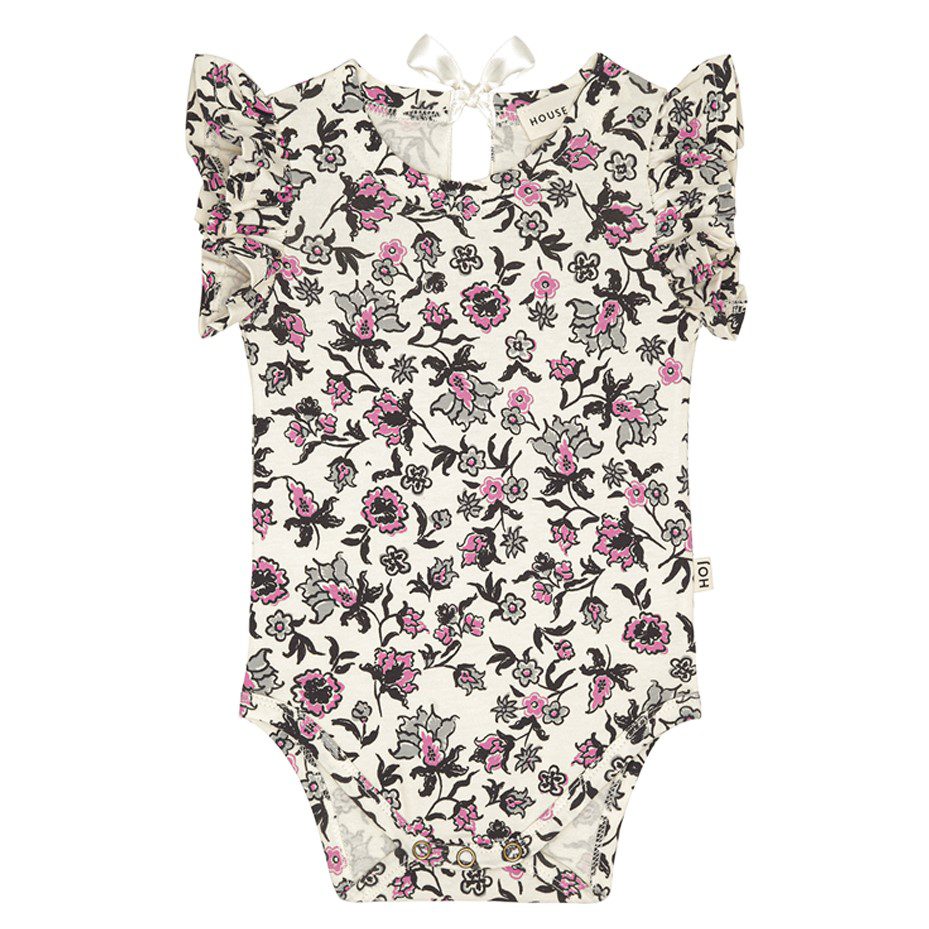 Ruffled Bodysuit & Slim Baby Ruffled Pants | Very Berry Flower/Seaweed
