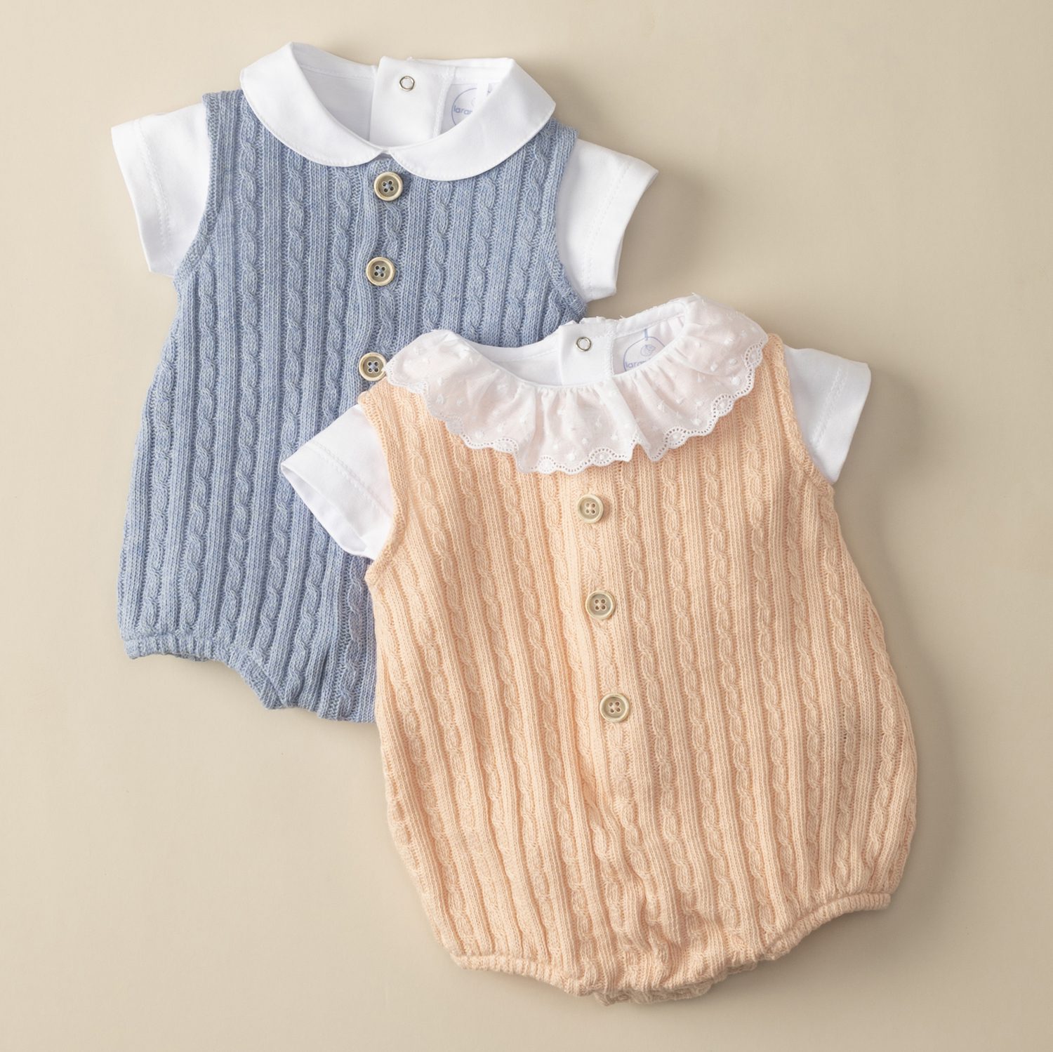 Plait Knit Shortie & Collar Onesie