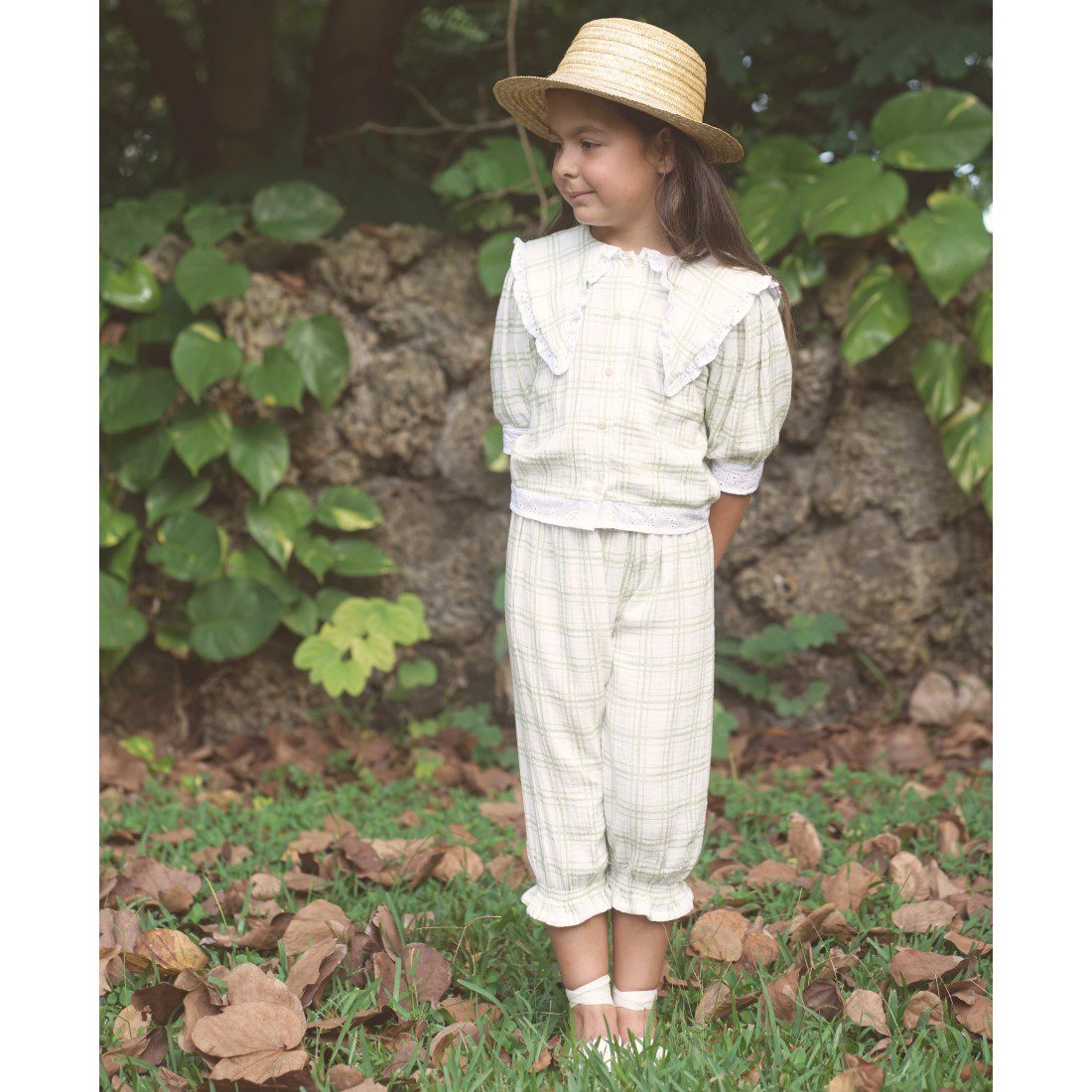 Josefina Blouse & Camino Pants Gauze Moss