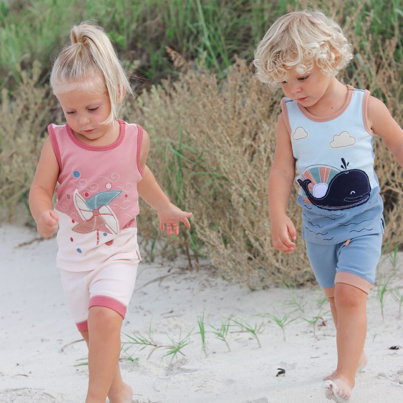 Appliqué Tank & Bike Short Set | Whale