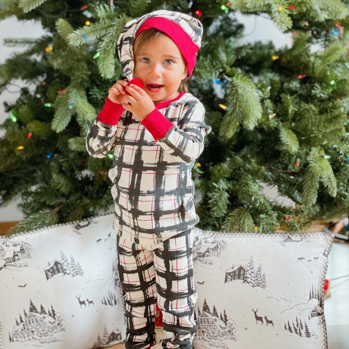 Holiday Kids PJ & Cap Set | Xmas Day Plaid