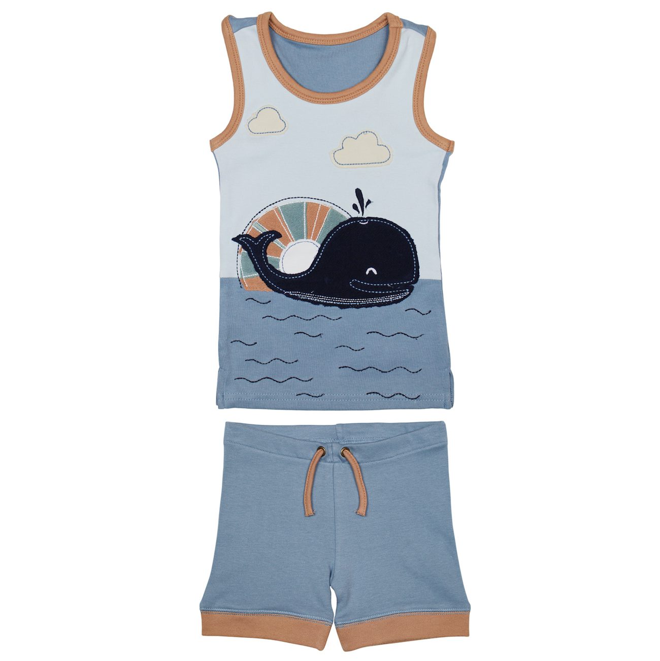 Appliqué Tank & Bike Short Set | Whale