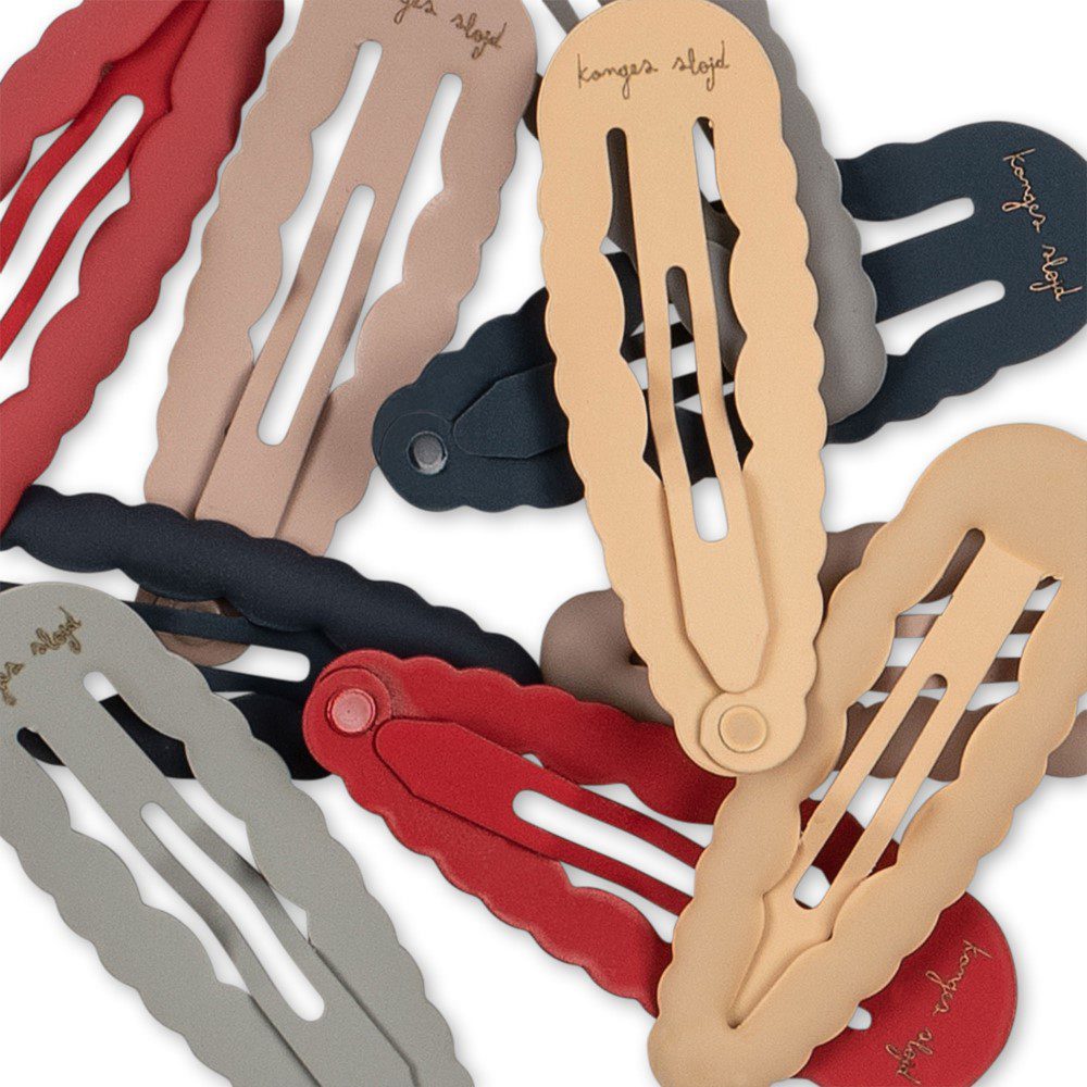 10 Pack Junior Scallop Hair Clips | Flame Scarlet