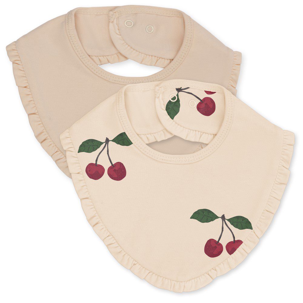 2 pack Basic Frill Bibs | Ma Grande Cerise/Nouvelle Peach