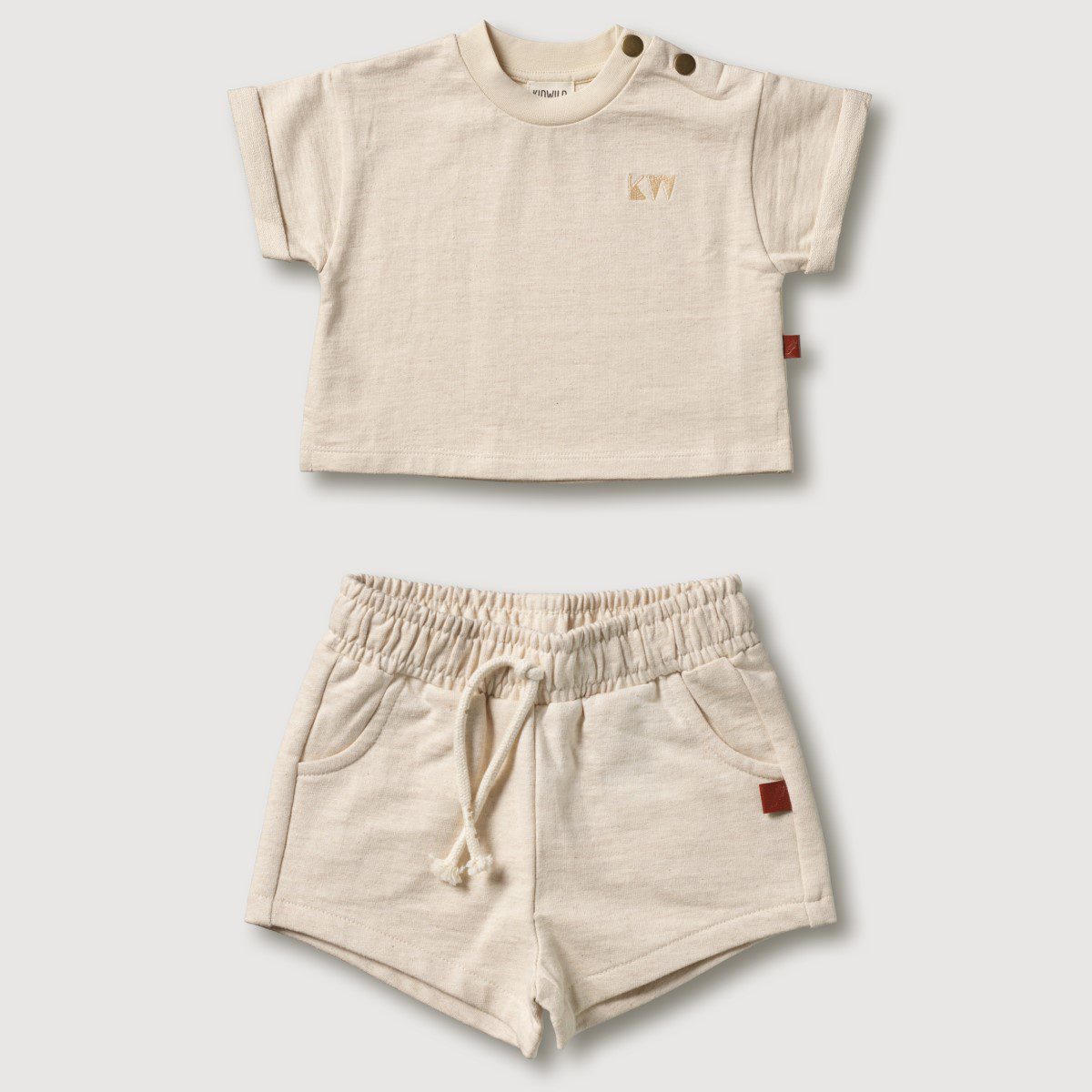 Organic Boxy Tee & Shorts | Oatmeal Melange