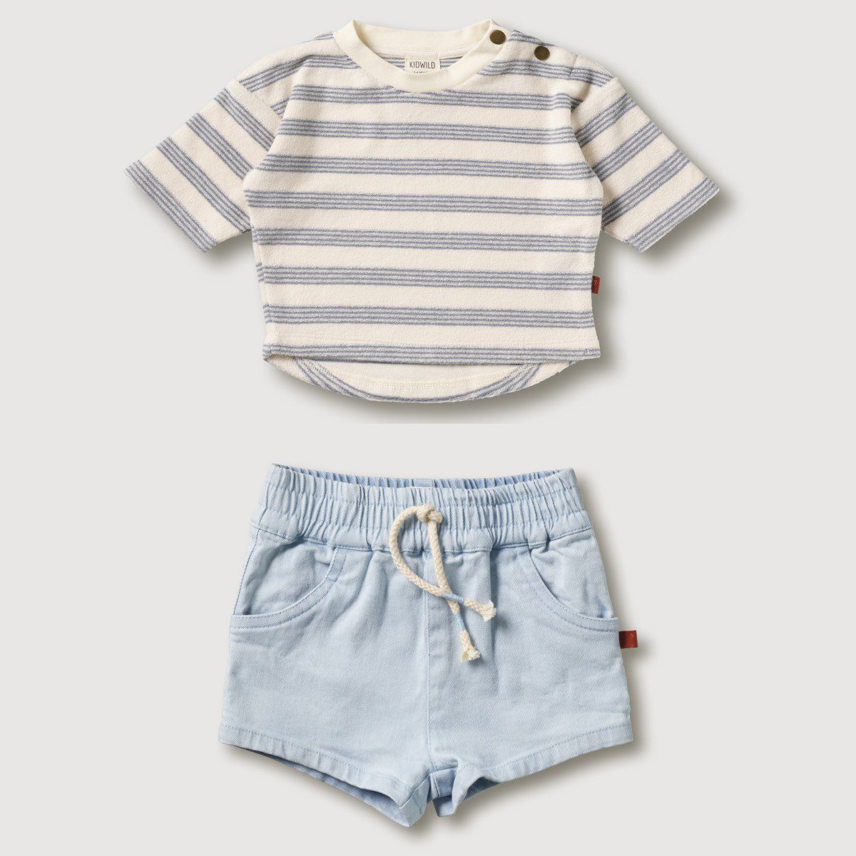 Organic Boxy Sweatshirt & Shorts | Mist Stripe/Denim