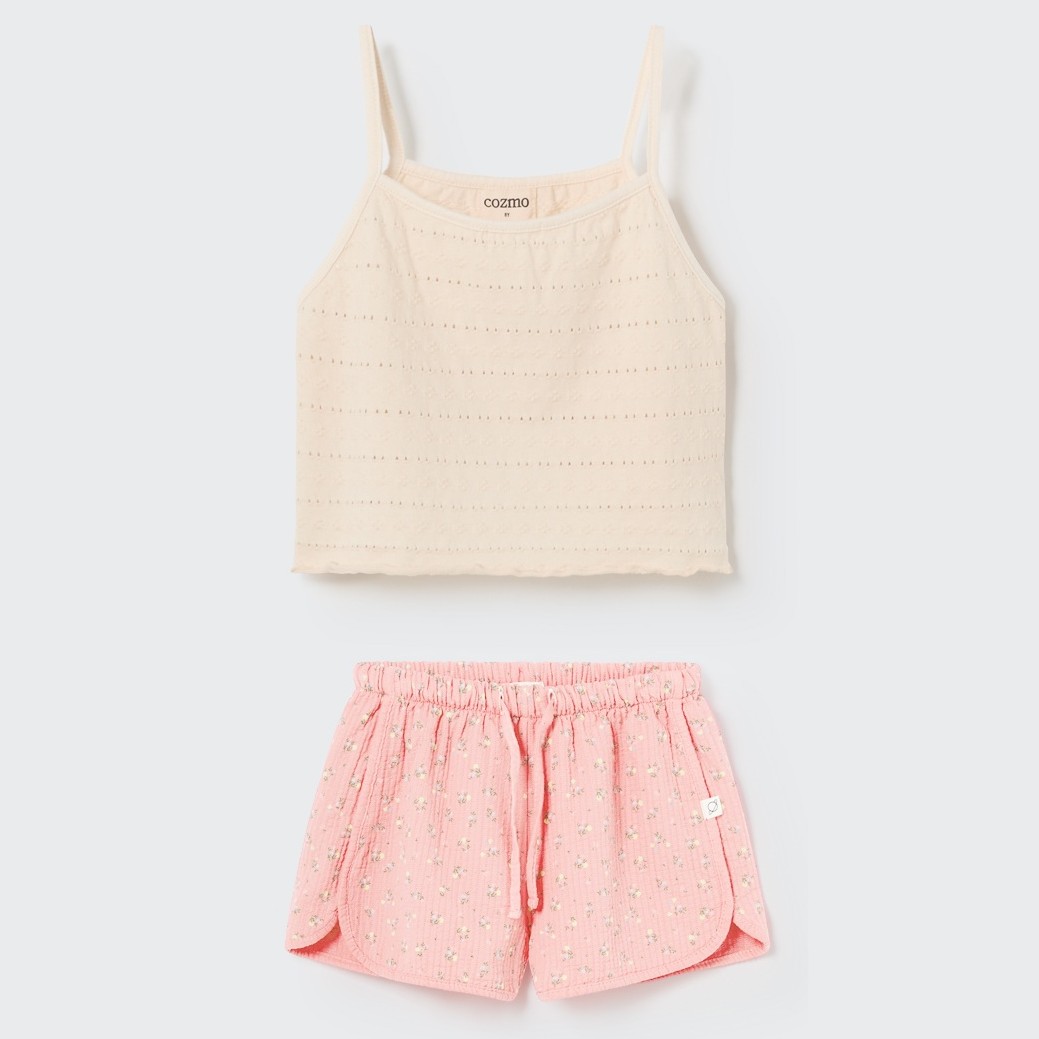 Leirek Jacquard Top & Leak Quilted Floral Shorts | Pink/Ivory