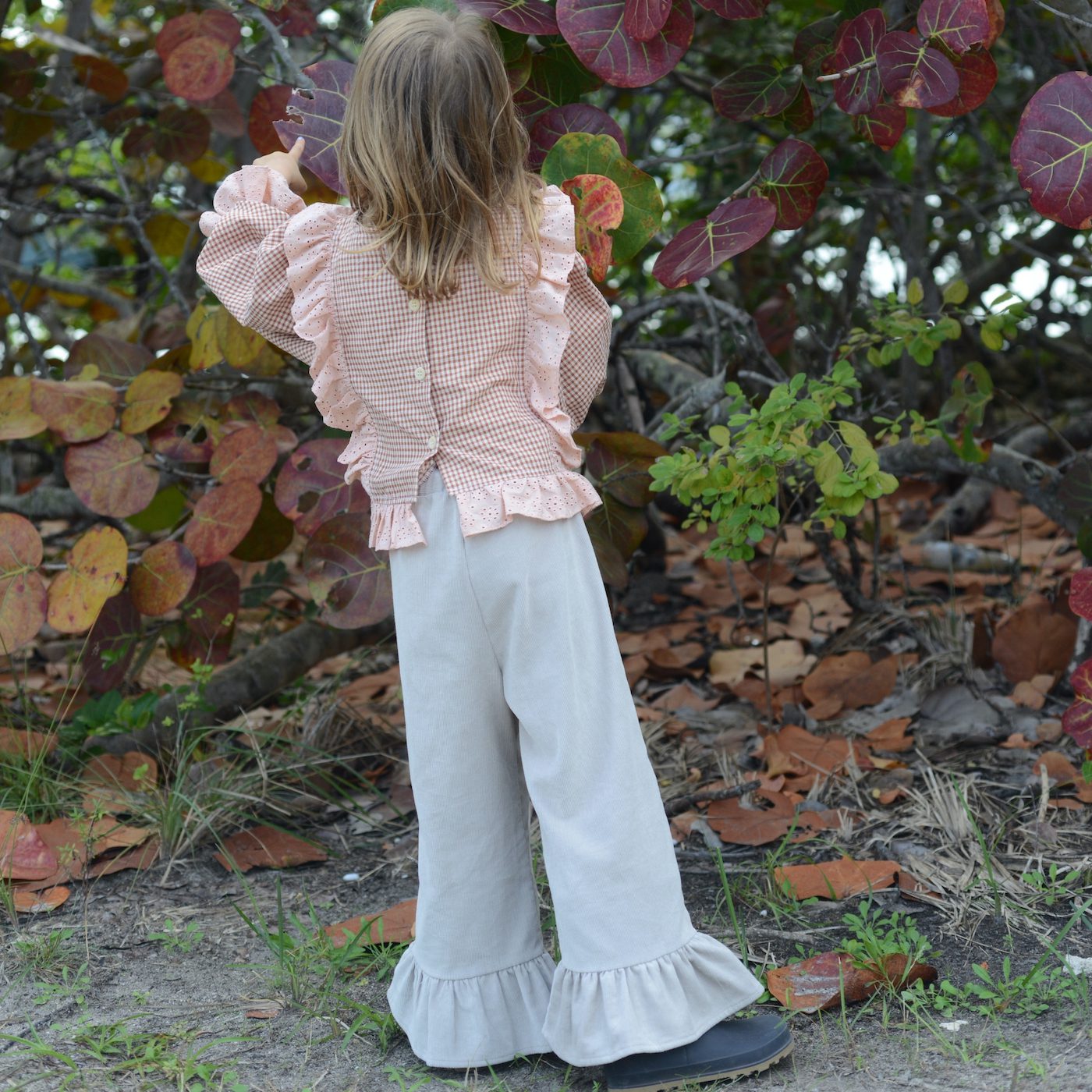 LEONOR Embroidery Strip Ruffles Blouse Argile Squares