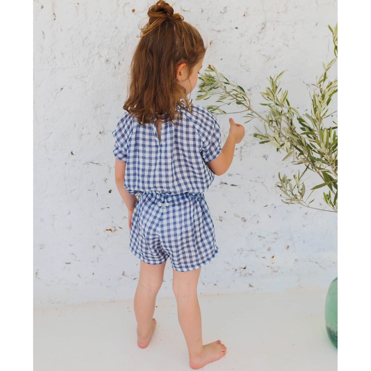 Gingham Top & Shorts | Blue Stone