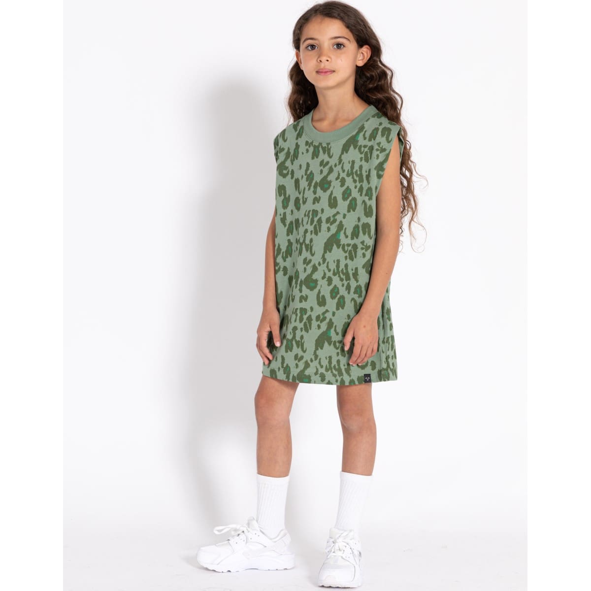 Lucia Stone Khaki Leopard Sleeveless Dress