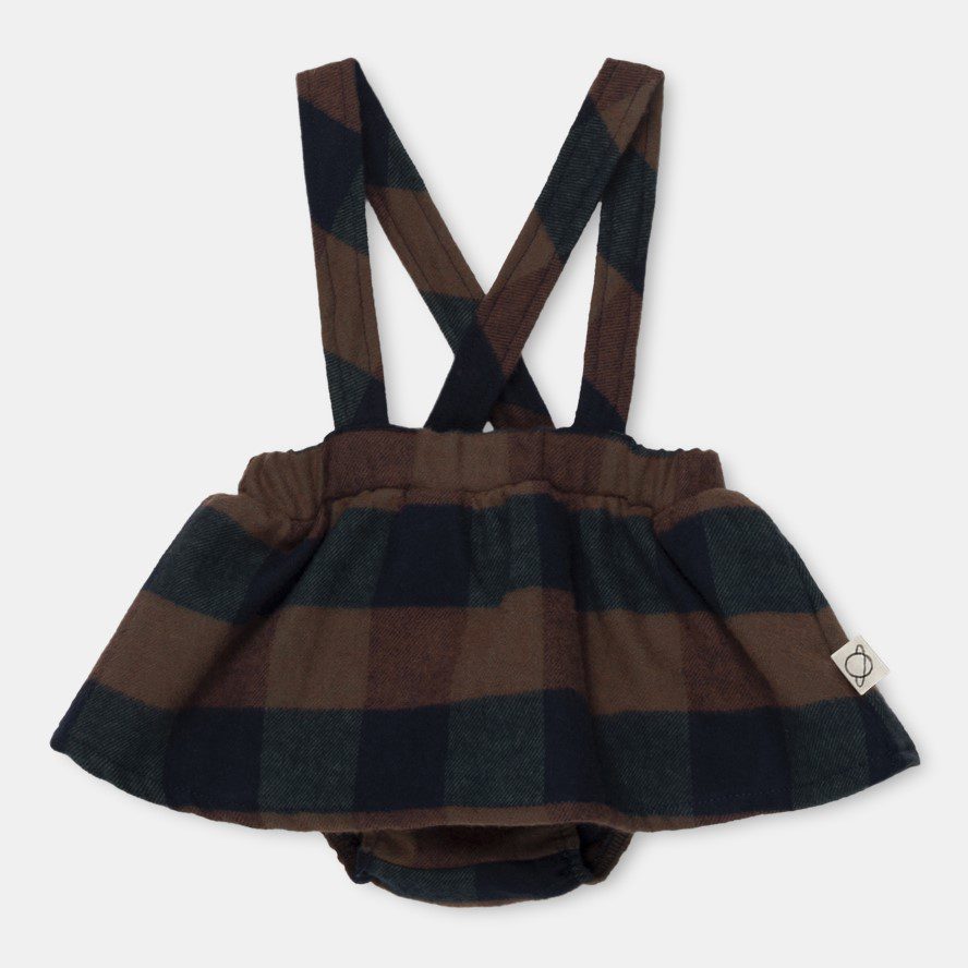 Luna Plaid Bloomers & Charlotte Gauze Plumeti Stone