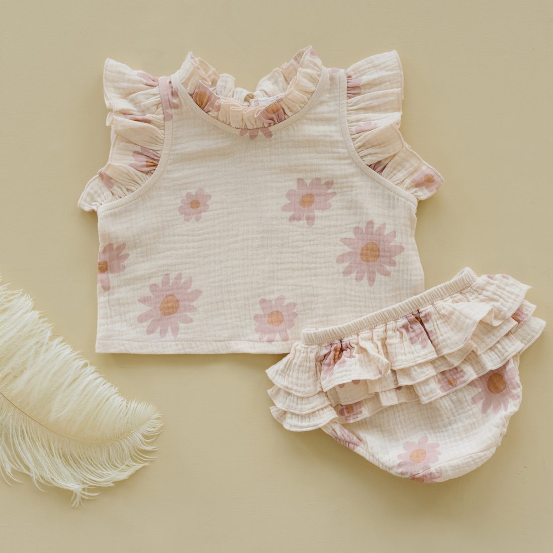 Lola Top & Tushie Set Blush Daises