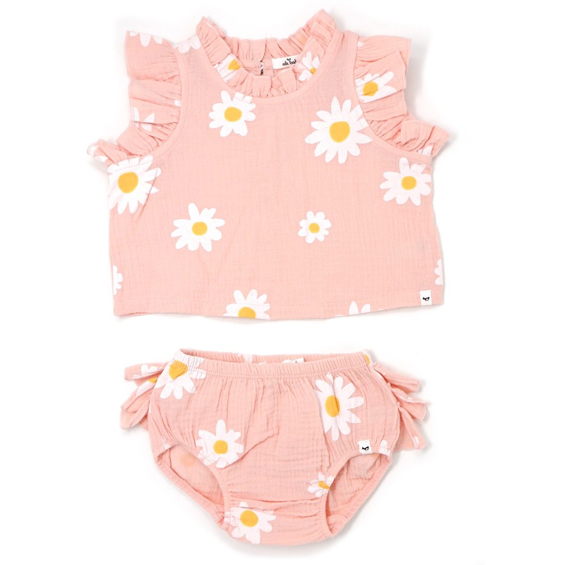 Lola Top & Tushie Set Pale Pink W/ White Daises
