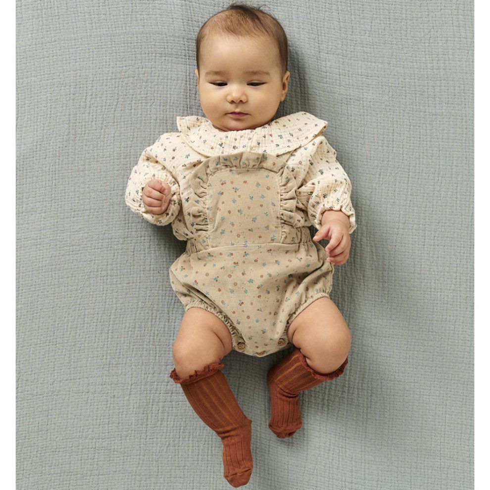 Floral Gauze Blouse &  Floral Corduroy Romper