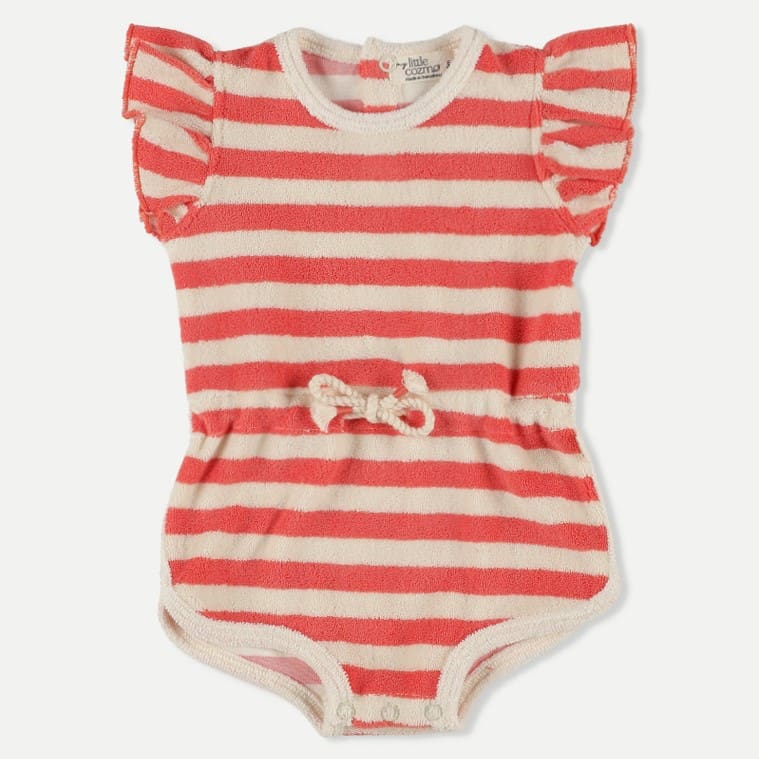 Madalyn Toweling Baby Romper | Pink Ruby