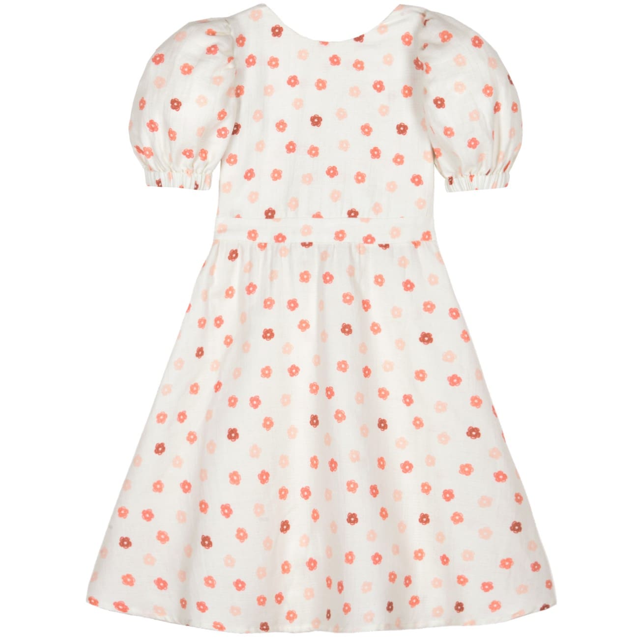 Marjorie Flower Muslin Dress | Cream/Coral