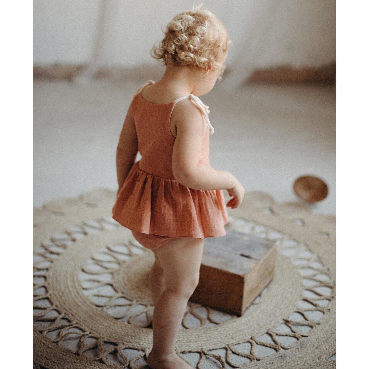 Organic Romper Suit with Straps | Coral