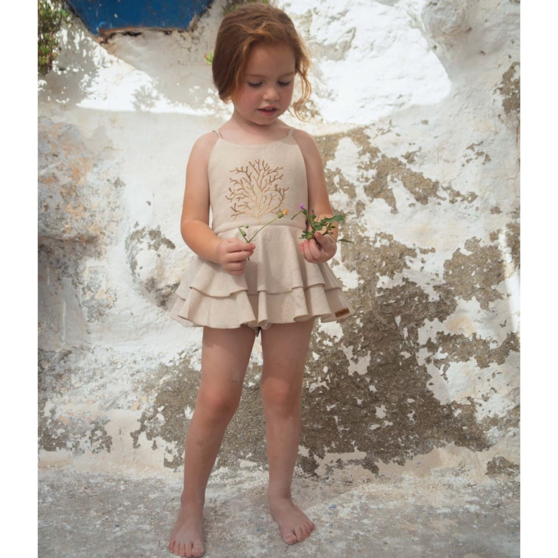 Sand Coral Motif Romper Suit