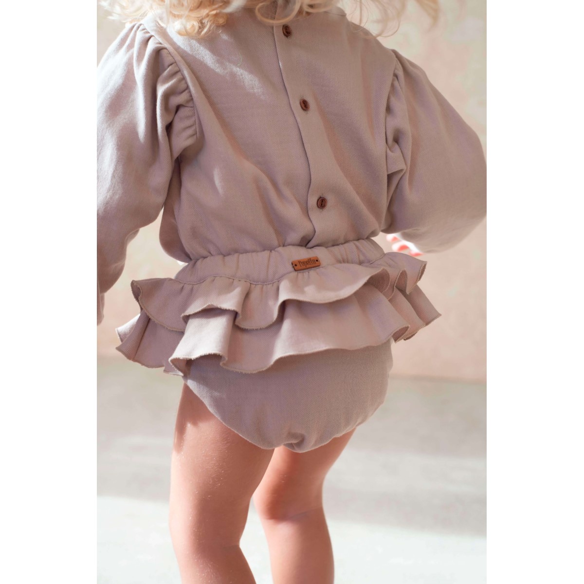 Frill Culotte W/ Removable Straps & Embroidered Blouse | Sand