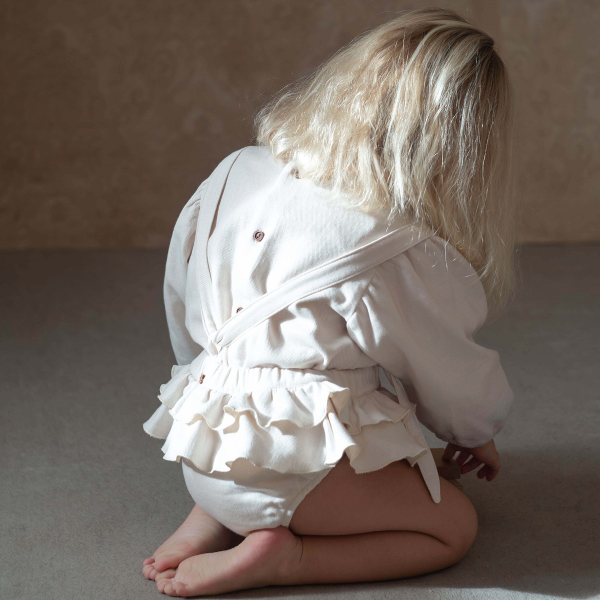 Frill Culotte W/ Removable Straps & Embroidered Blouse | Off White