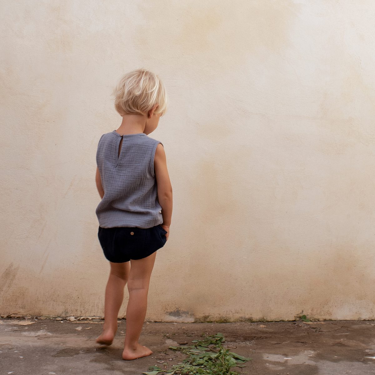 Greyish-Blue Shirt W/ Cutaway Sleeve & Culotte