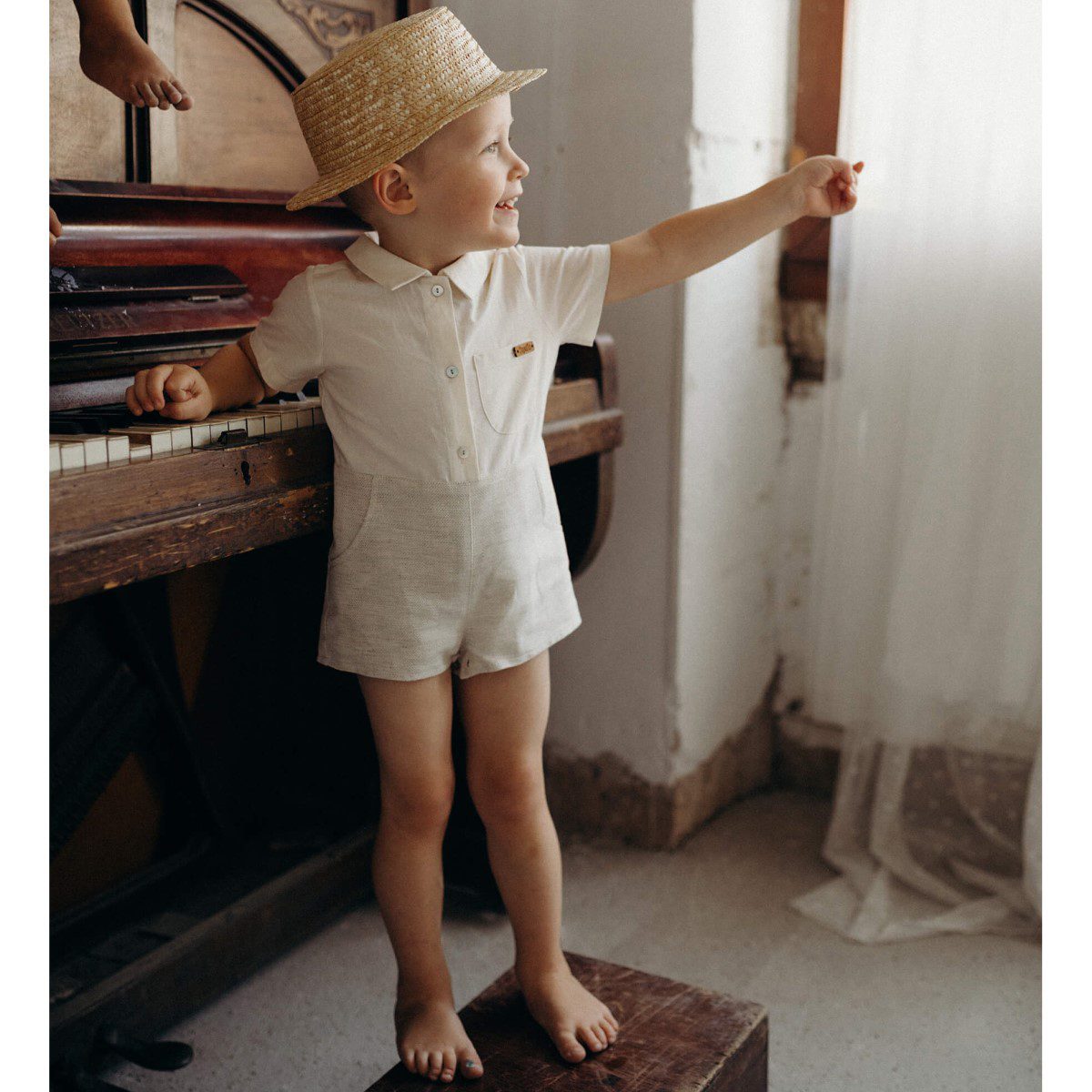 Shirt-Style Romper Suit | Neutral