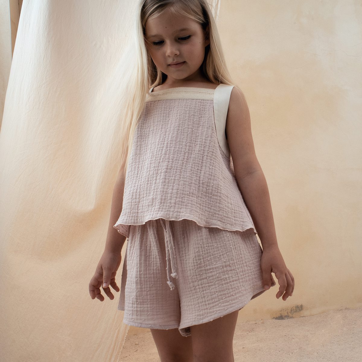 Terracota Blouse W/ Straps & Loose Shorts