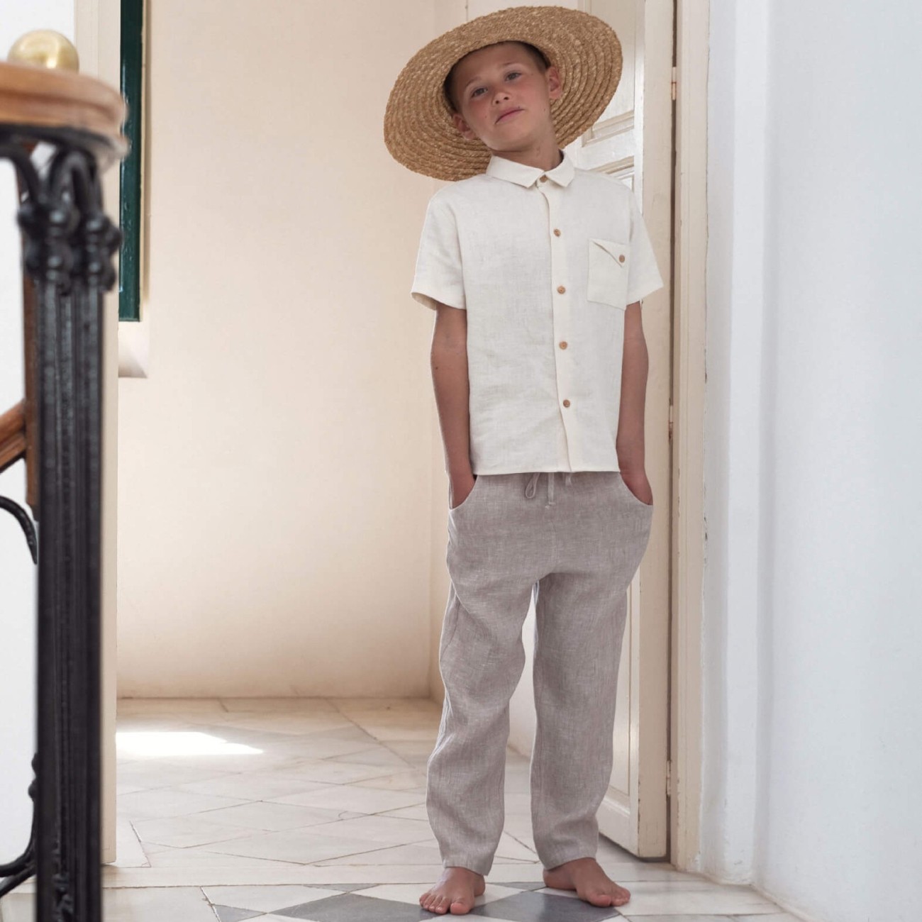 Sand Linen Full Length Trousers