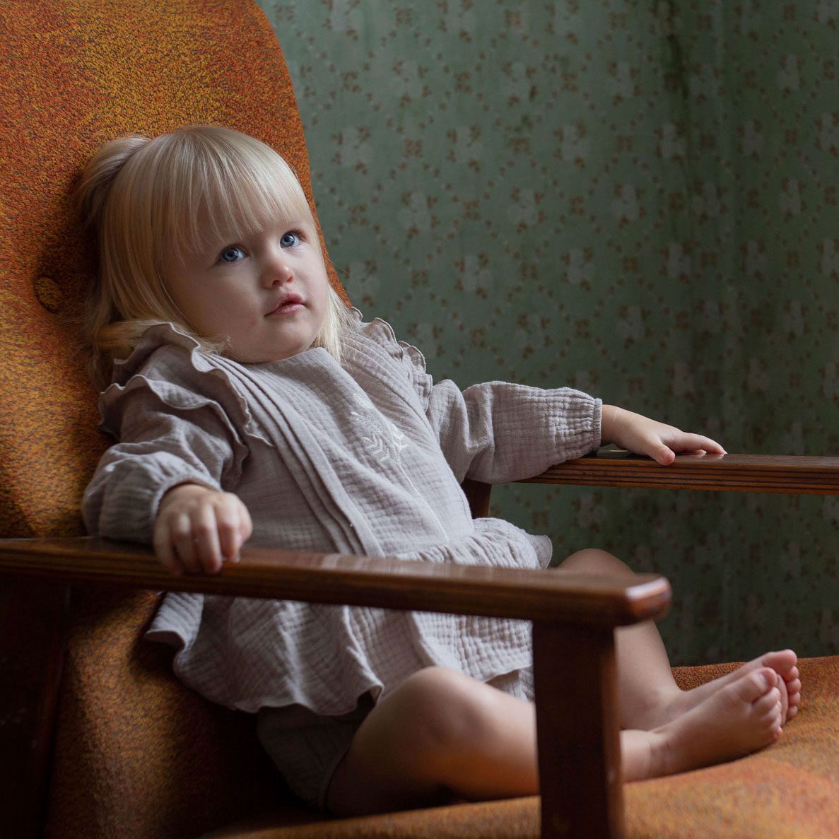 Taupe Embroidered Romper Suit