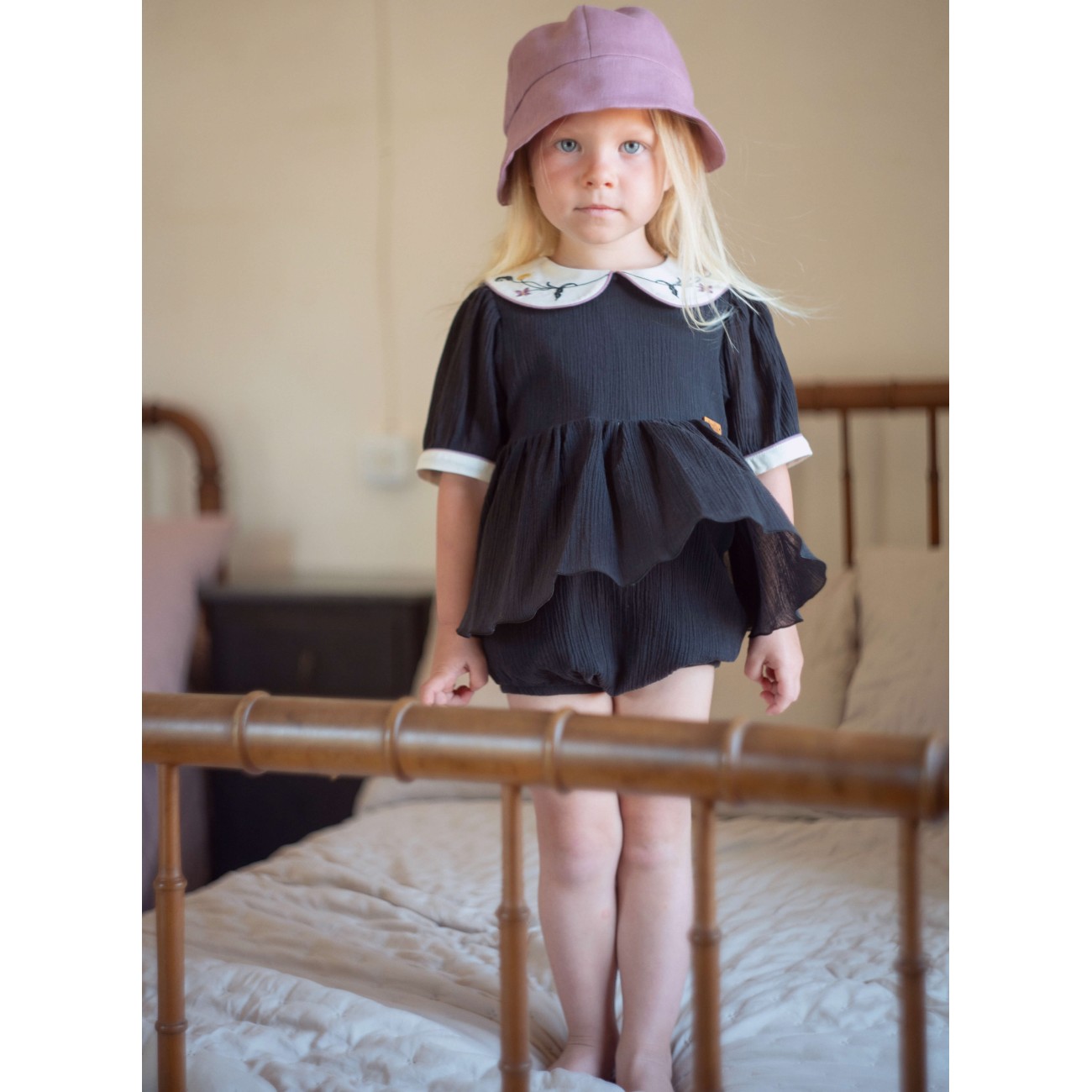 Black Romper Suit W/ Collar