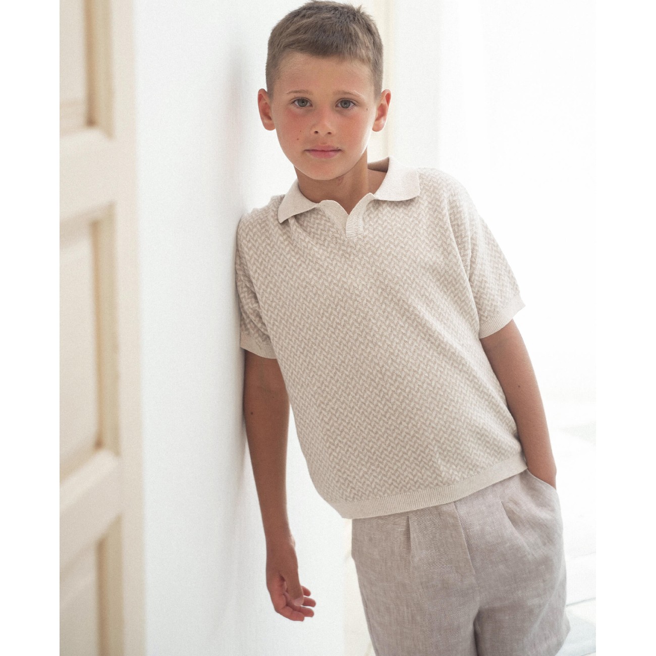 Sand Linen Chino Style Bermuda Shorts