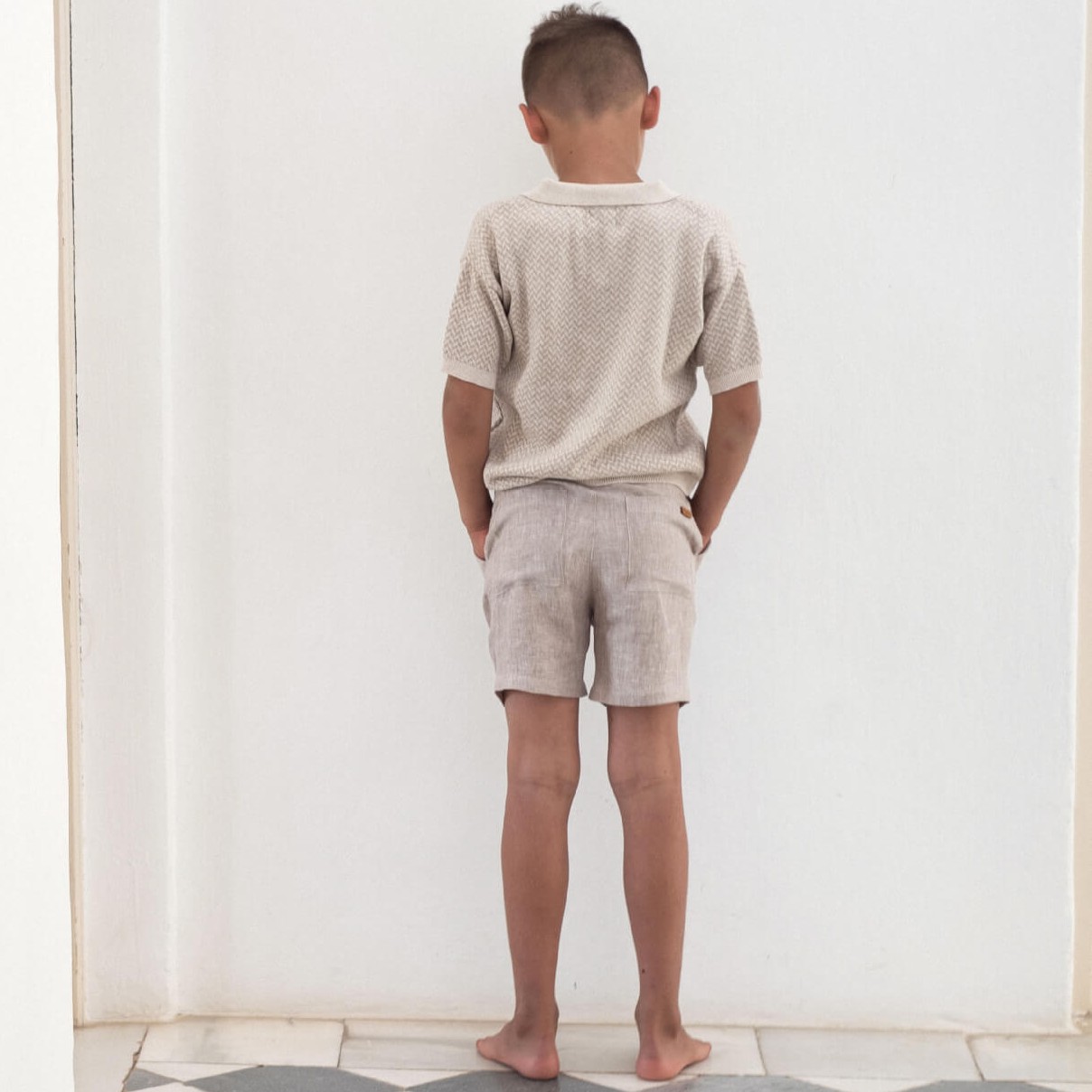 Sand Linen Chino Style Bermuda Shorts