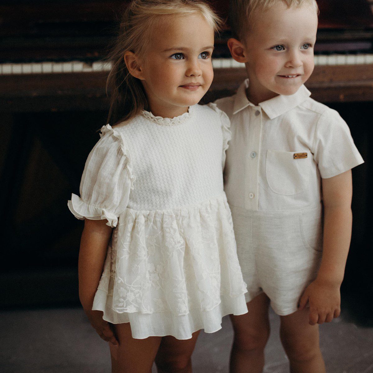 Special Occasion Dress-Style Romper with Embroidered Tulle