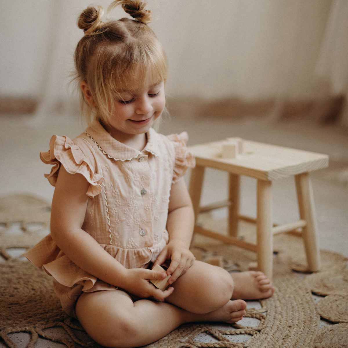 Organic Romper Suit with Collar | Pink